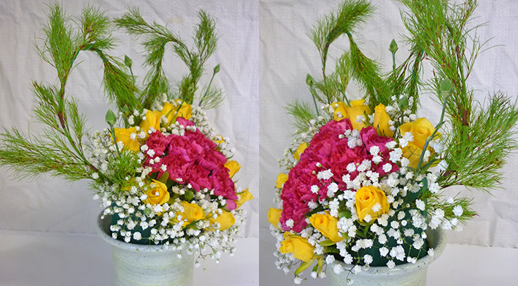 3 How to, How to arrange flowers with love shape.