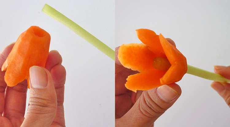 Carrot flower, create a stem to connect to a carrot flower step 4