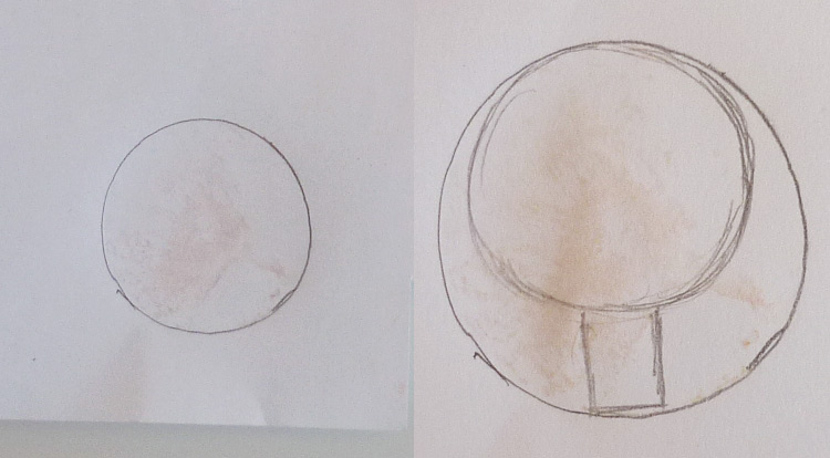 Carrot art lollipop-shaped, design a lollipop-shape on a piece of paper step 2