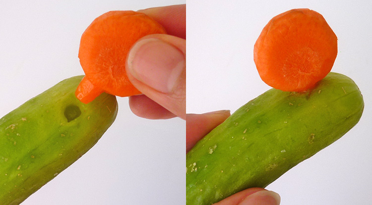 Carrot art lollipop-shaped, Carrot cactus flower decoration step 2