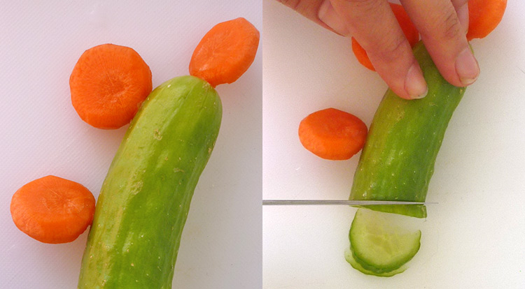 Carrot art lollipop-shaped, Carrot cactus flower decoration step 5