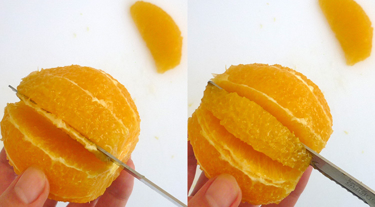 Orange art, Cut an orange into segments step 3