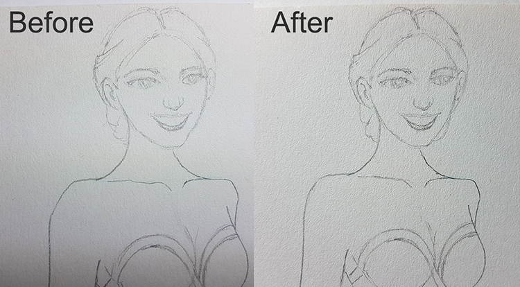 Drawing and painting art with handcraft: draw a lady wearing a blue slip dress 1/5 - final drawing